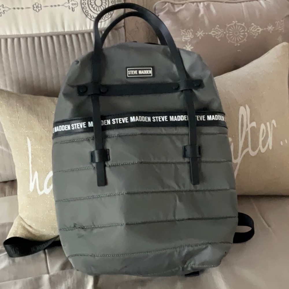 Steve Madden Gray and Black Backpack with Structured Design